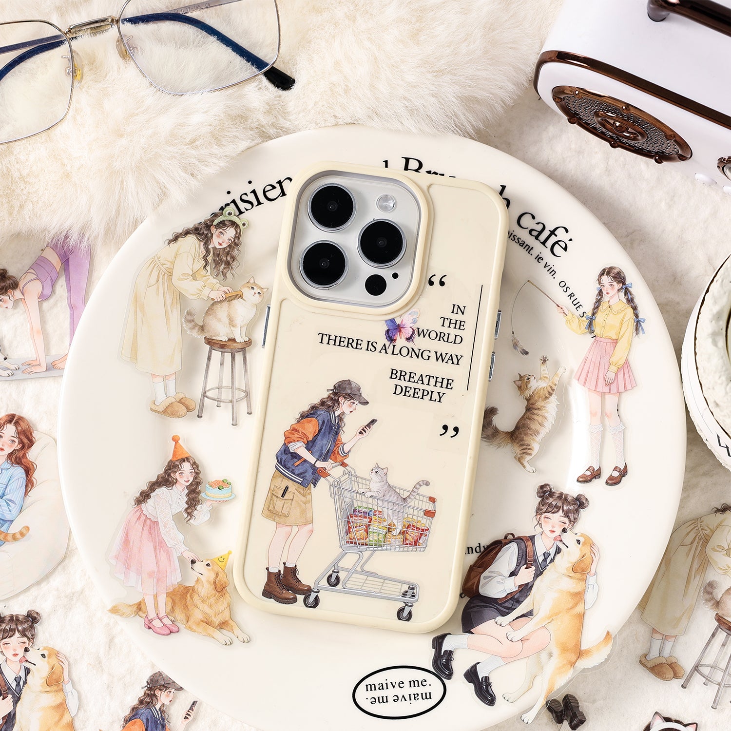 Old-Time Girl Character PET Sticker