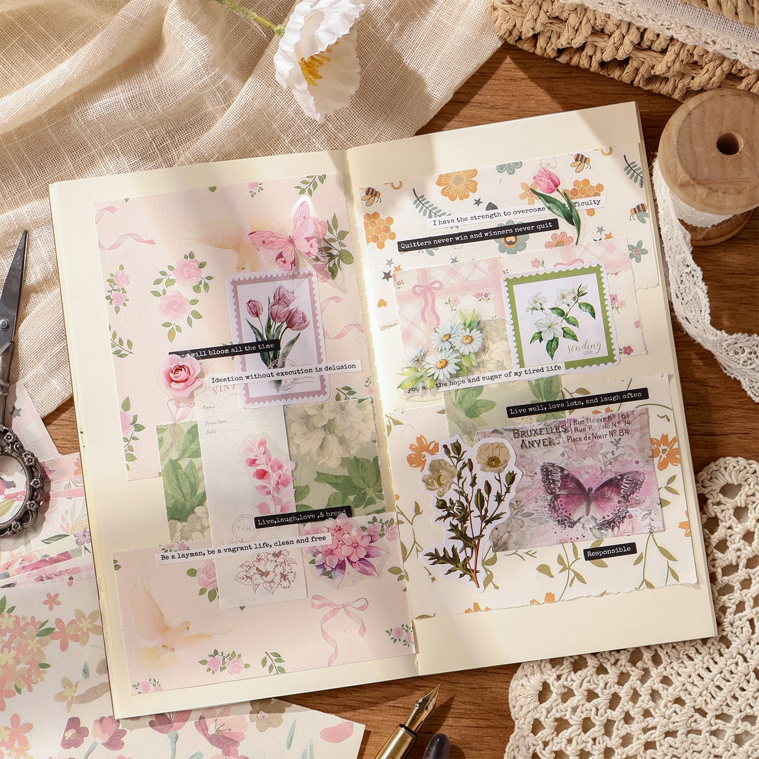 Seasonal Flower Letter Series Scrapbooking Paper