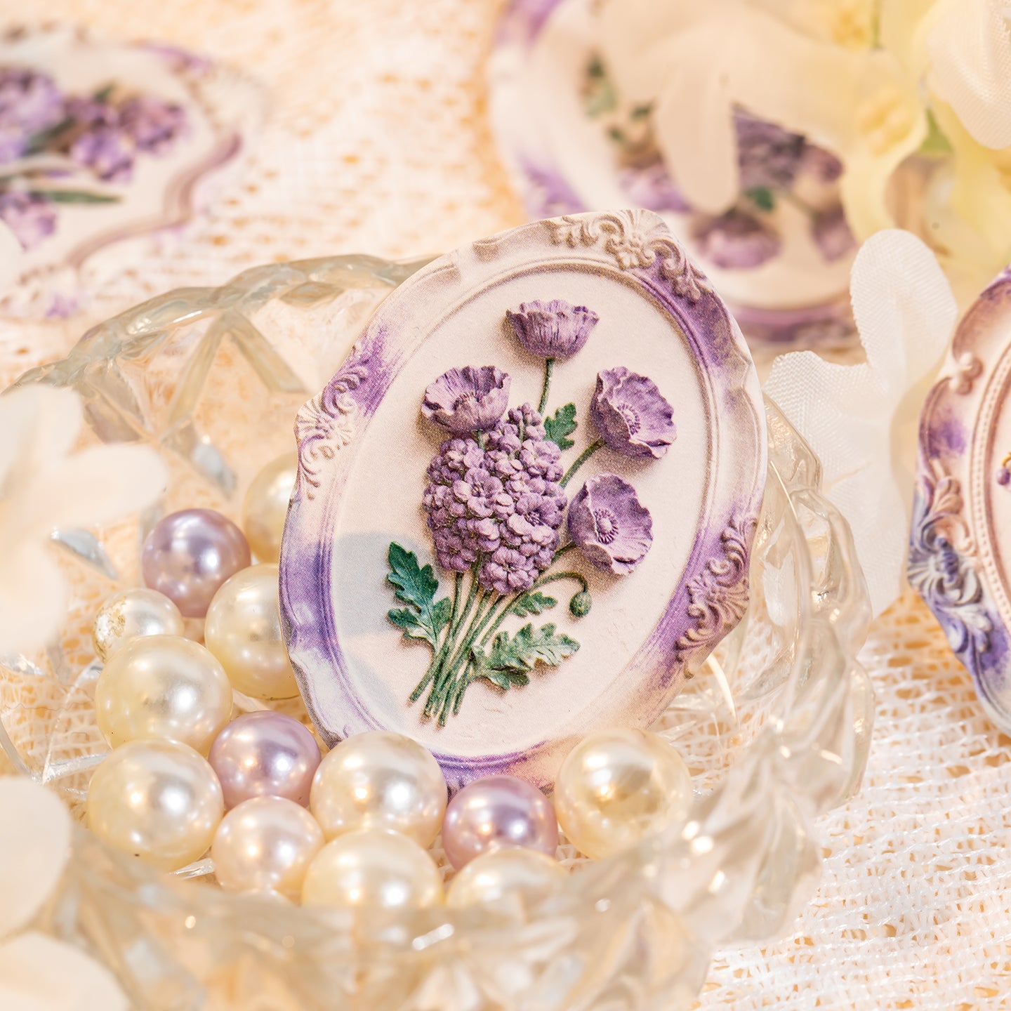 Floating Stone, Flower Message Paper Sticker