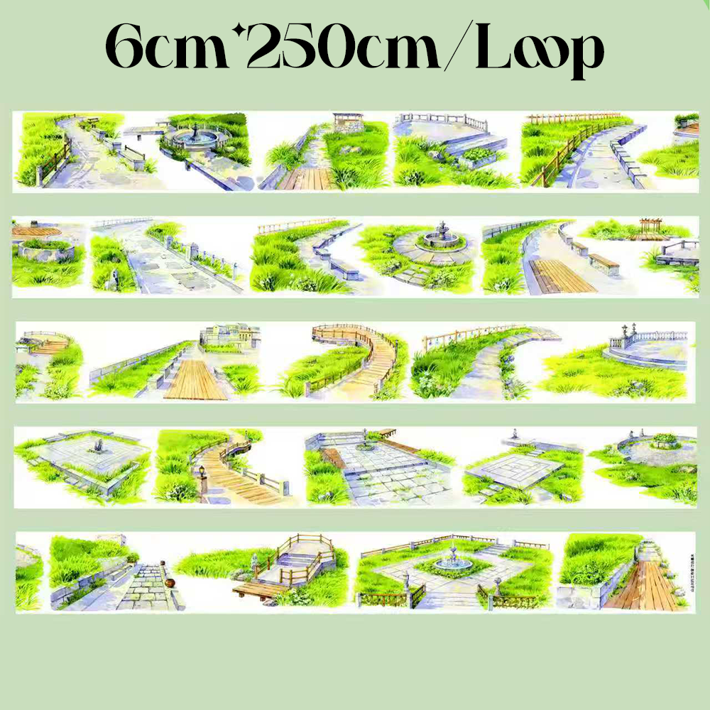 【SZCX】Grassland Stone Brick Road Landscape PET Tape