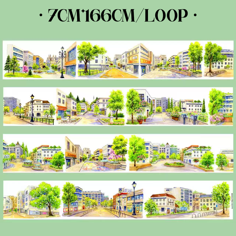 【SZCX】Between the Buildings Landscape PET Tape For Scrapbooking and Journaling