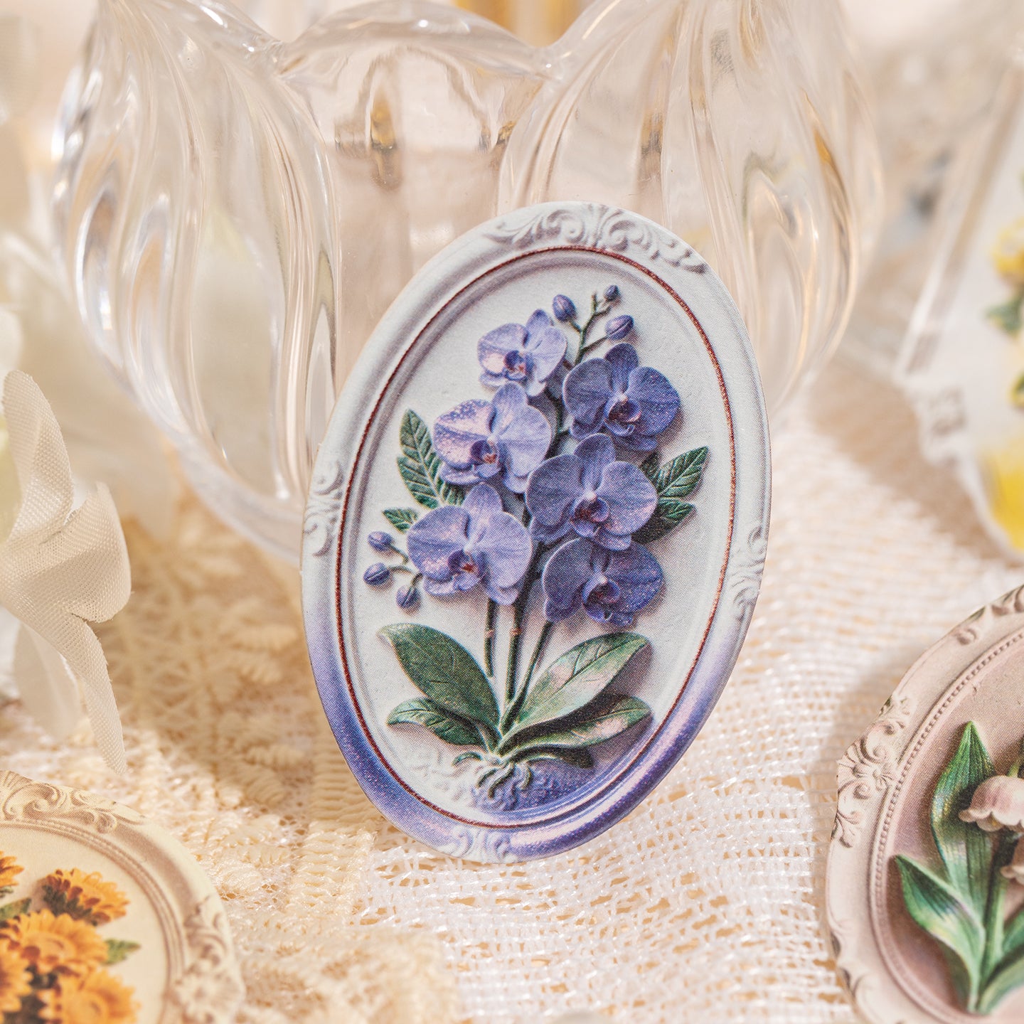 Floating Stone, Flower Message Paper Sticker