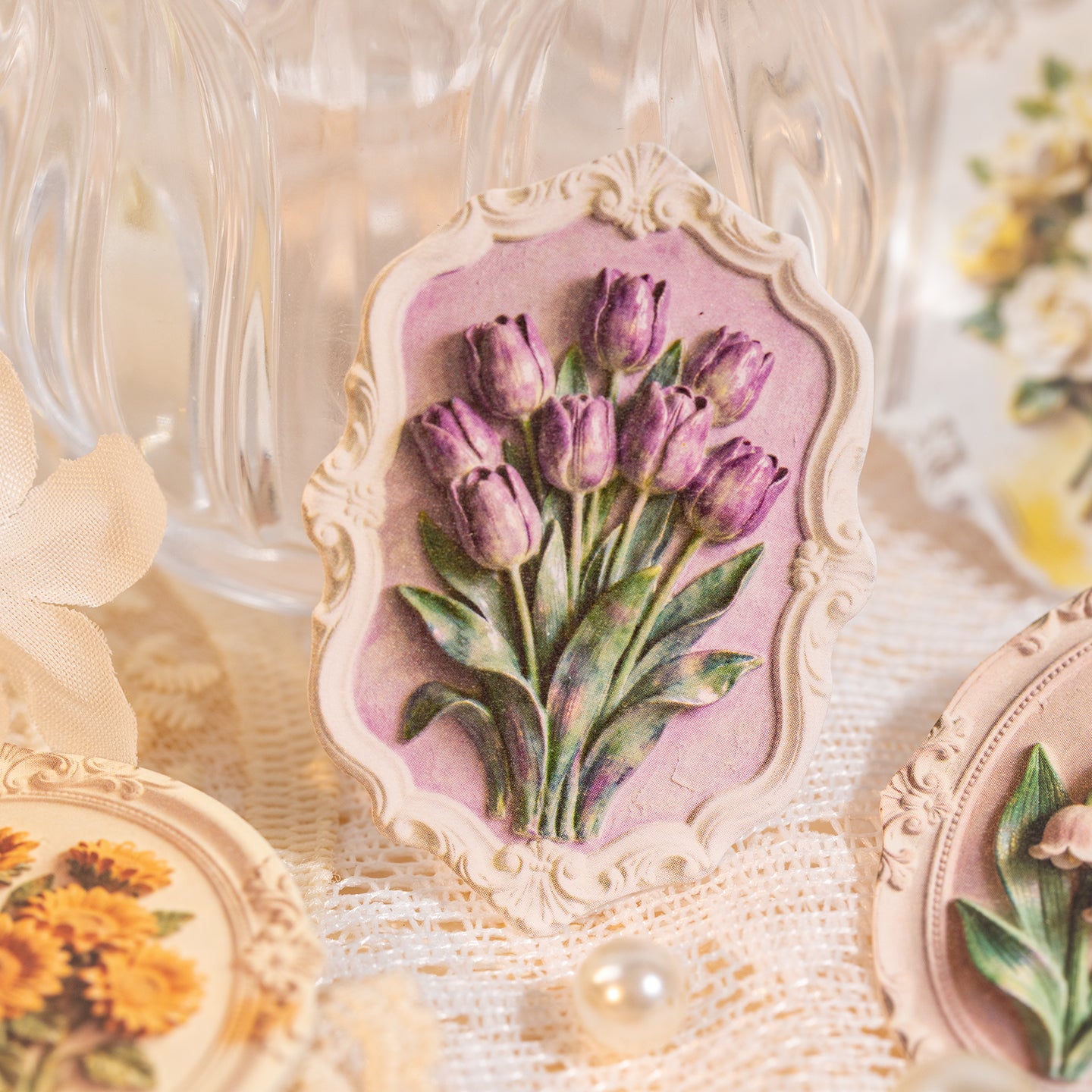 Floating Stone, Flower Message Paper Sticker