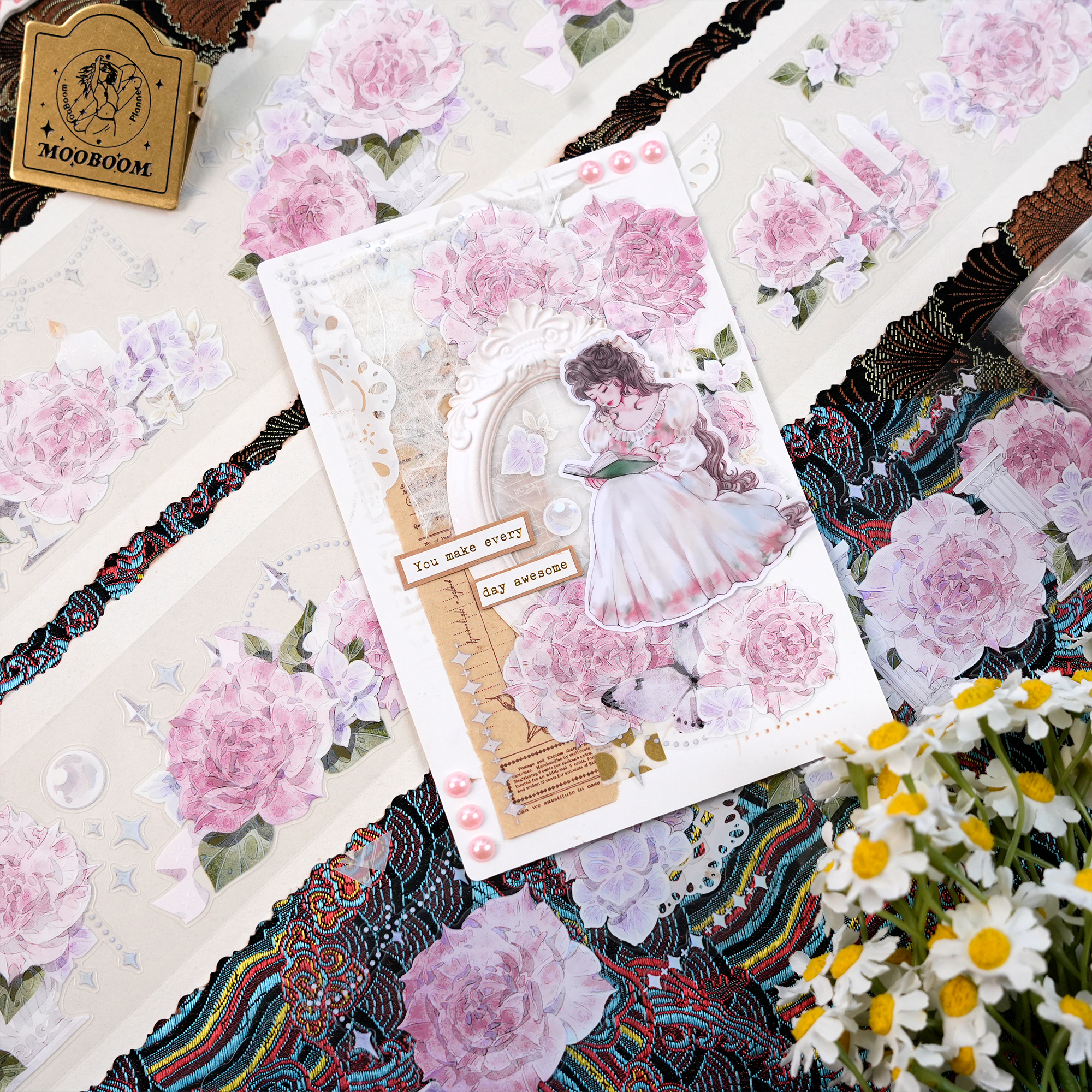 【MOOBOOM】Monique Dave Rose Rainbow Light Foil  Pre-cut PET Tape