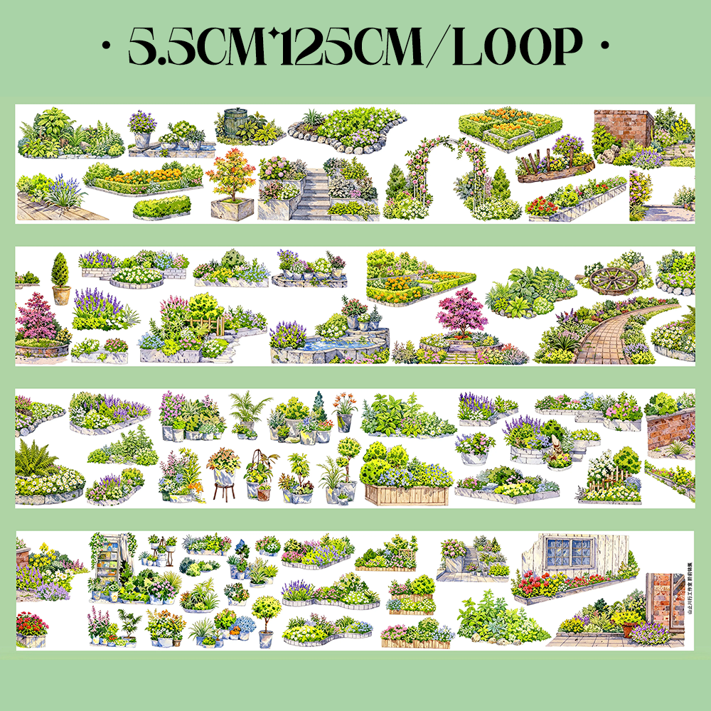 【SZCX】Little Garden View Landscape PET Tape For Scrapbooking and Journaling