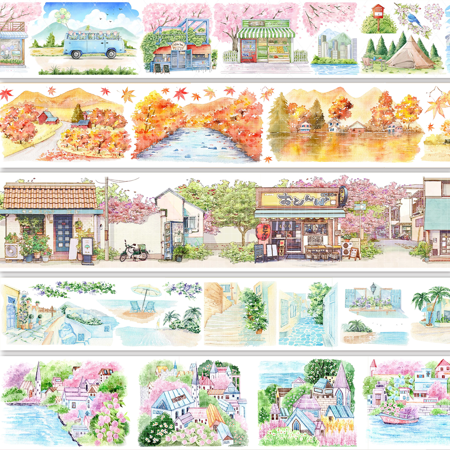 【BOBOYU】 City/Transport/Grassland/Castle Landscaping PET Tape