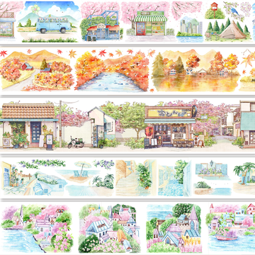 【BOBOYU】 City/Transport/Grassland/Castle Landscaping PET Tape