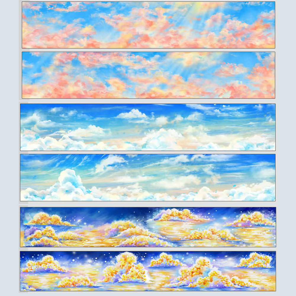 【BOBOYU】Three-Colored Sky Landscape Tape (Whole Roll Tape)