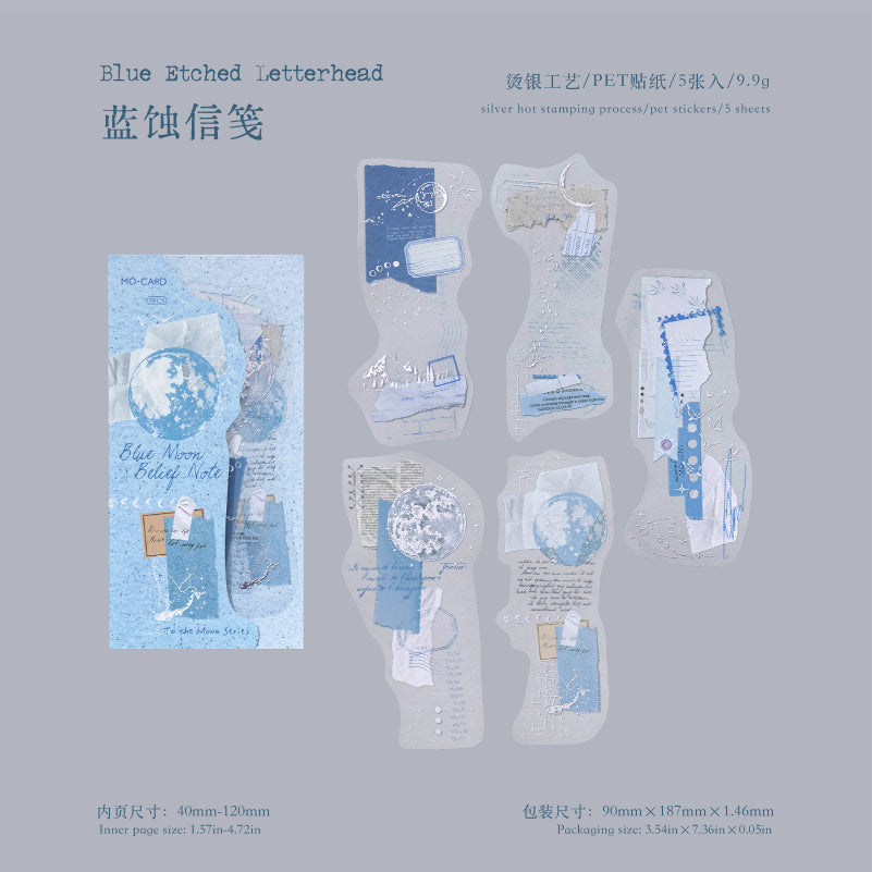 3D Silver Foiled Stars and Moons on Paper PET Stickers