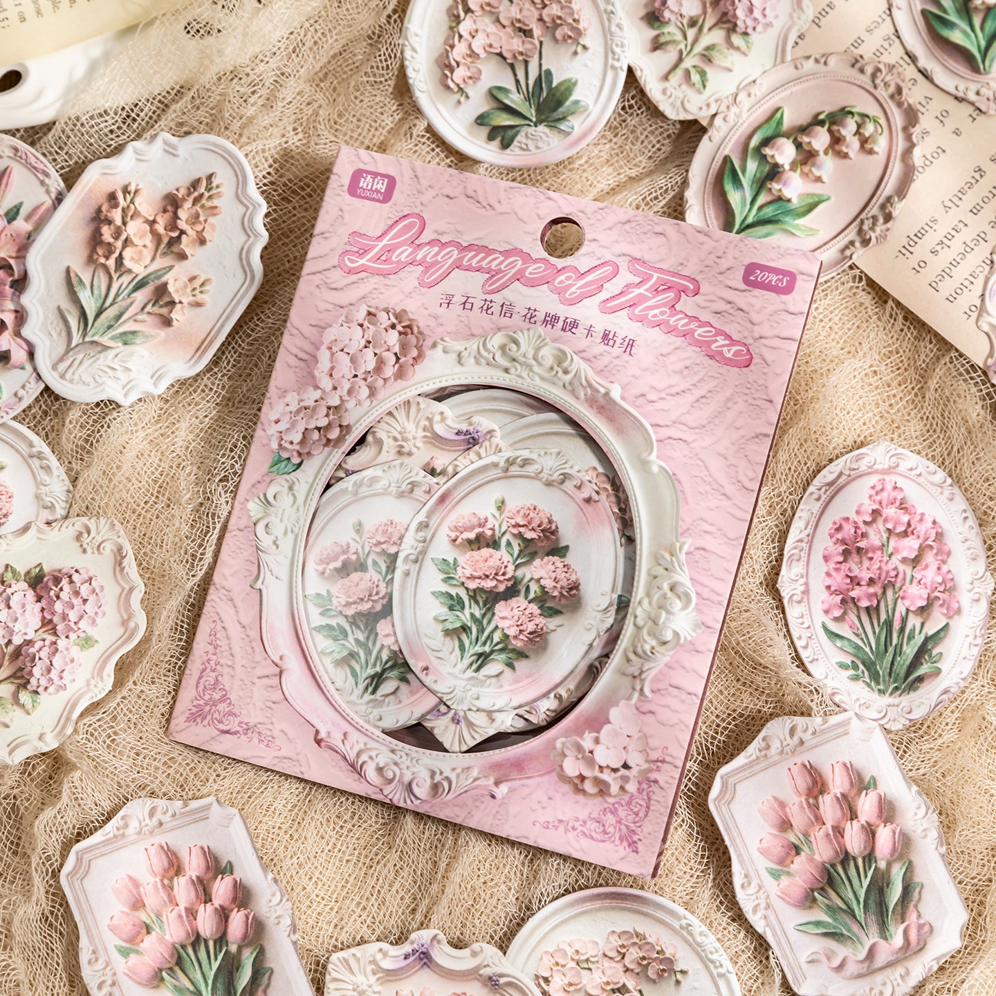 Floating Stone, Flower Message Paper Sticker