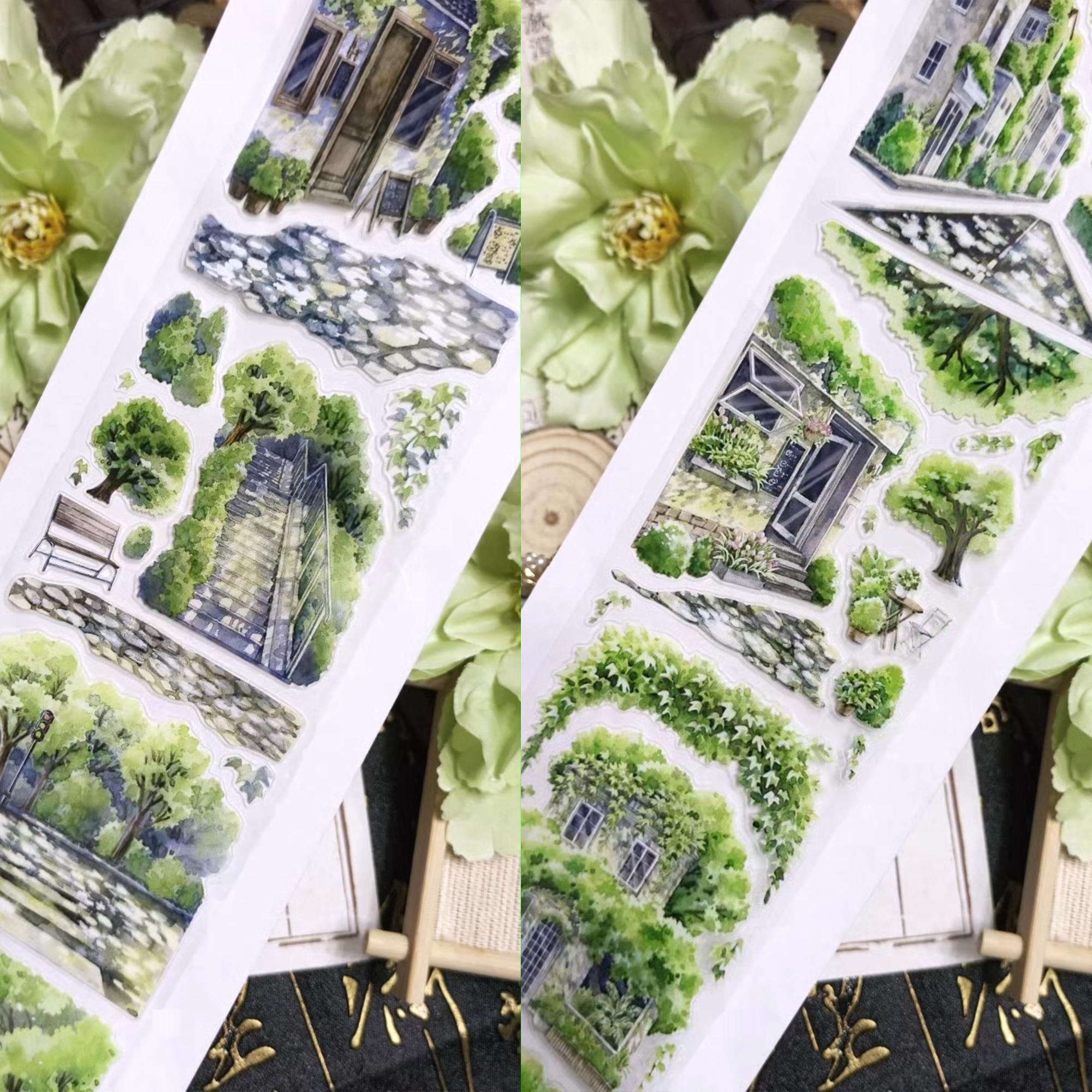 【BOBOYU】tree-lined street Landscaping PET Tape