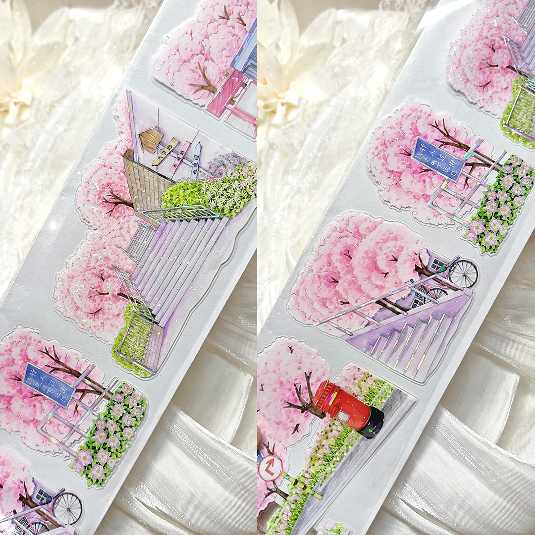 【BOBOYU】Sunny Riverside Sakura Way Landscape Tape