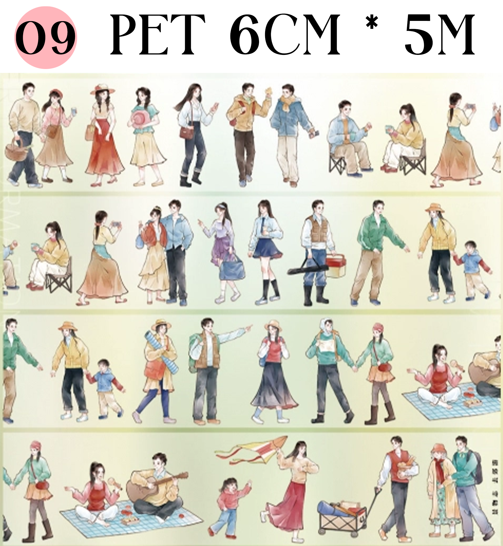 【ZERO】Modern character / Boys and Girls Landscaping Tape (9Styles) (Whole Roll Tape)