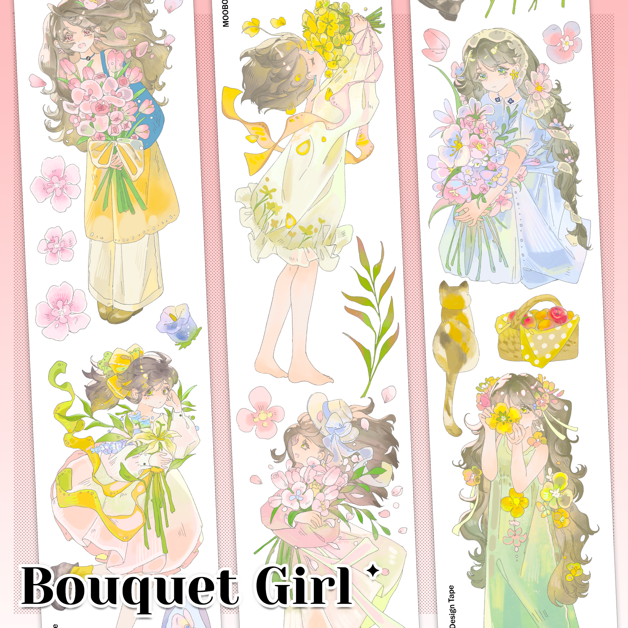 MOOBOOM Bouquet Girl pre-cut shell light foil PET tape for journaling