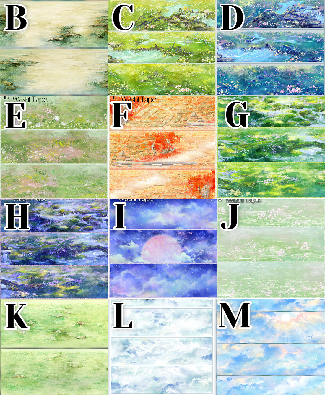 【ZERO】Sky & Grassland Landscaping Tape(40 Styles)(Whole Roll Tape)