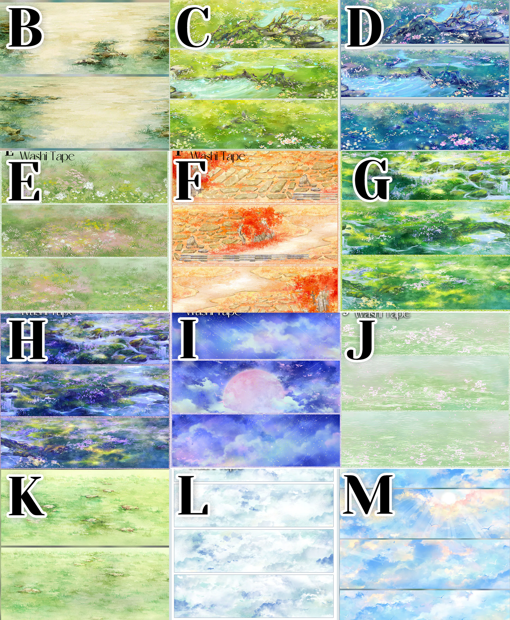 【ZERO】Sky & Grassland Landscaping Tape(40 Styles)(Whole Roll Tape)