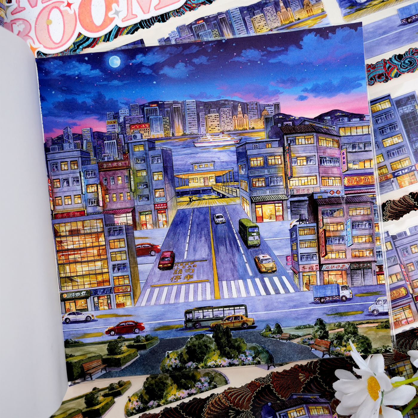 【MOOBOOM】Hong Kong Night  Pre-cut PET Landscape Tape detail image 3