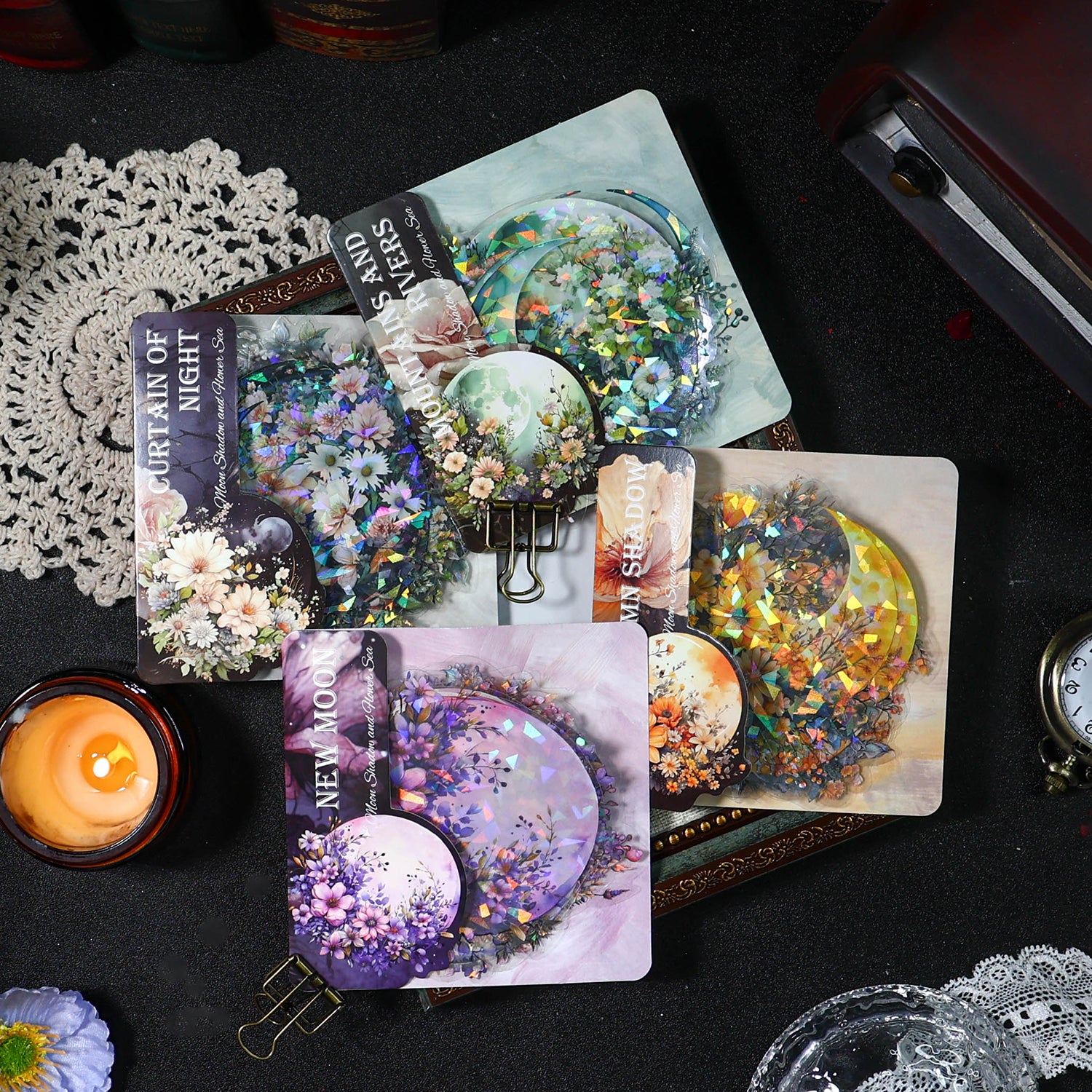 Moon and Flowers PET Sticker