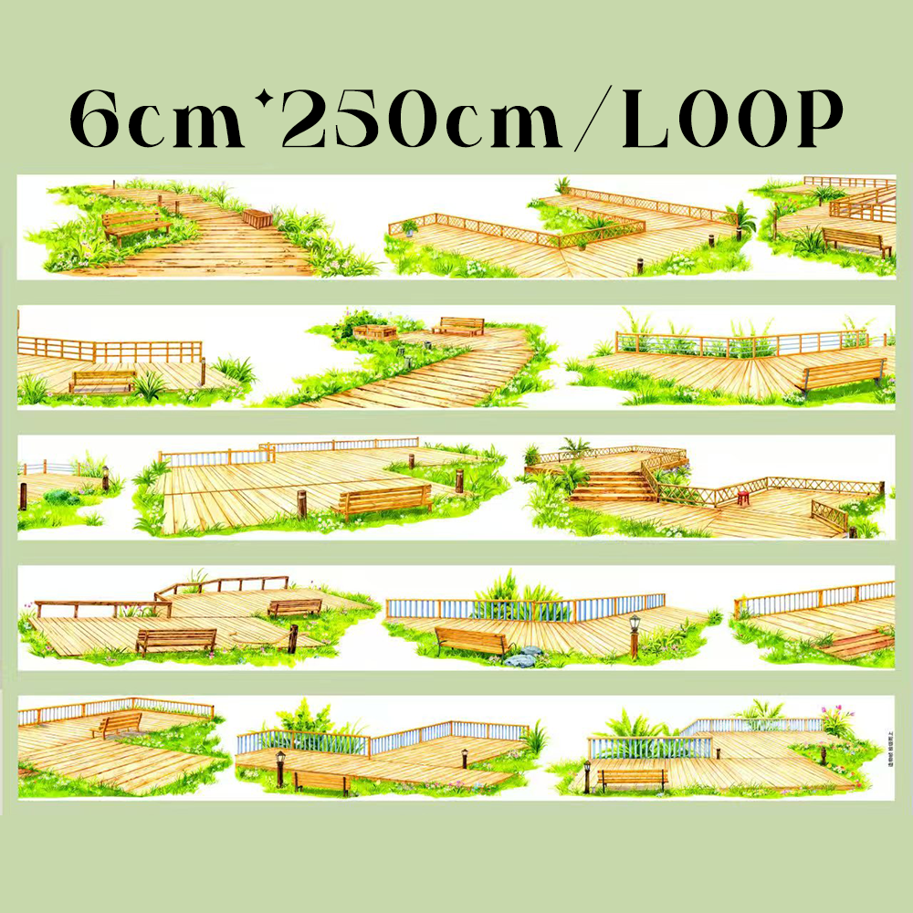 【SZCX】Wooden Steps Along The Riverbank Landscape PET Tape