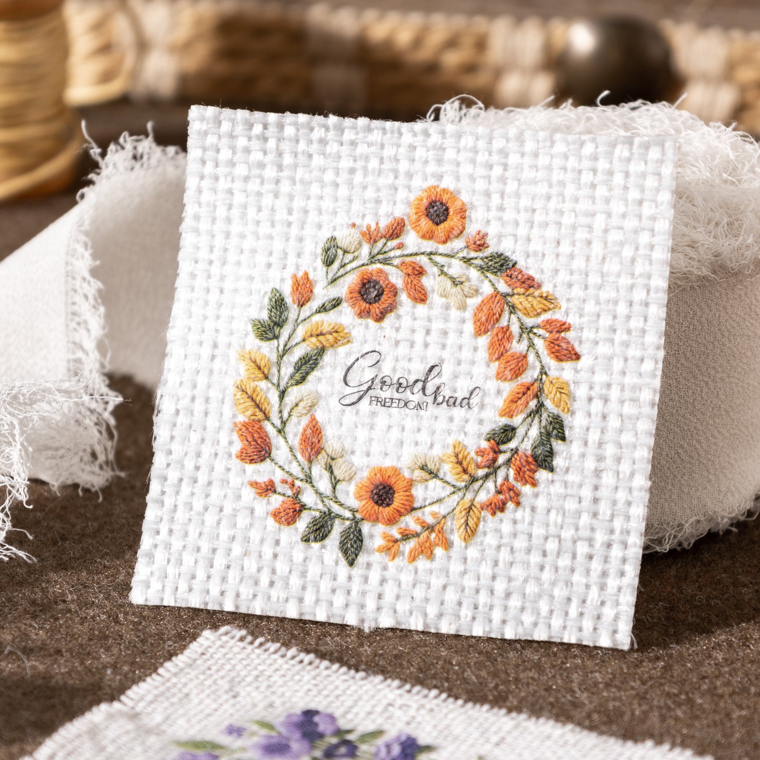 Vine and Embroidery Floral Transfer Sticker