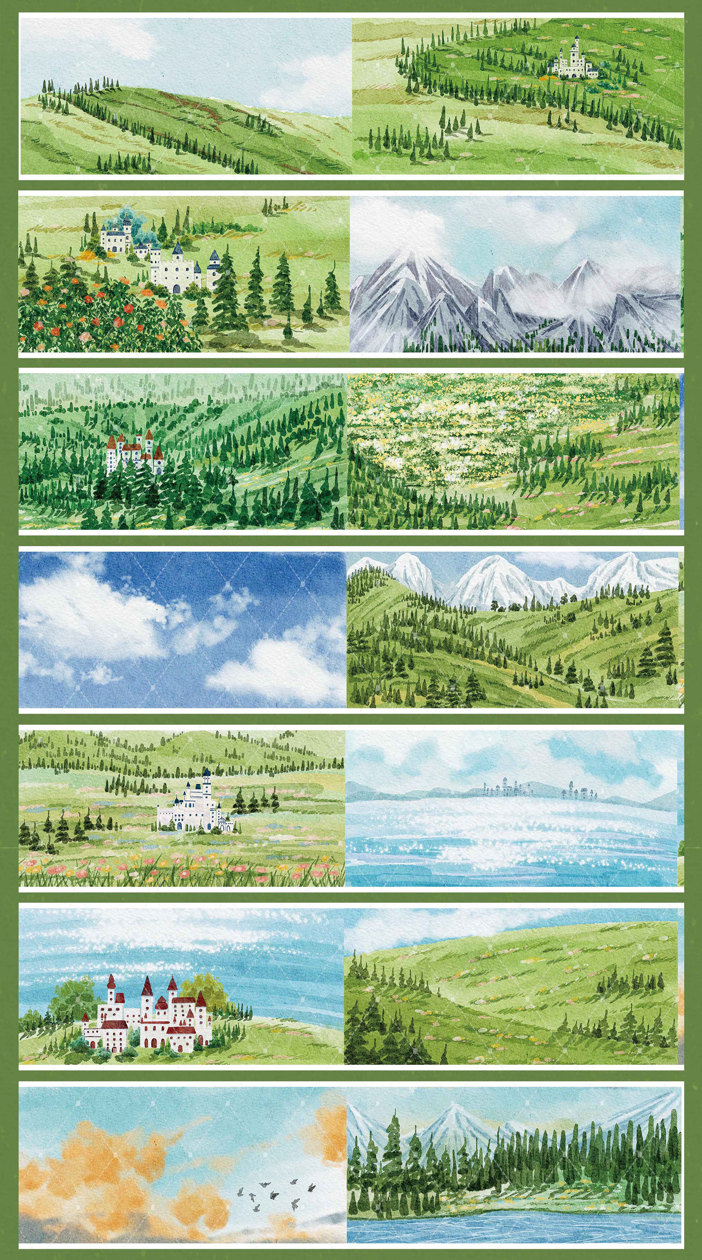 【BOBOYU】Green Mountains and Blue Waters Landscaping Tape