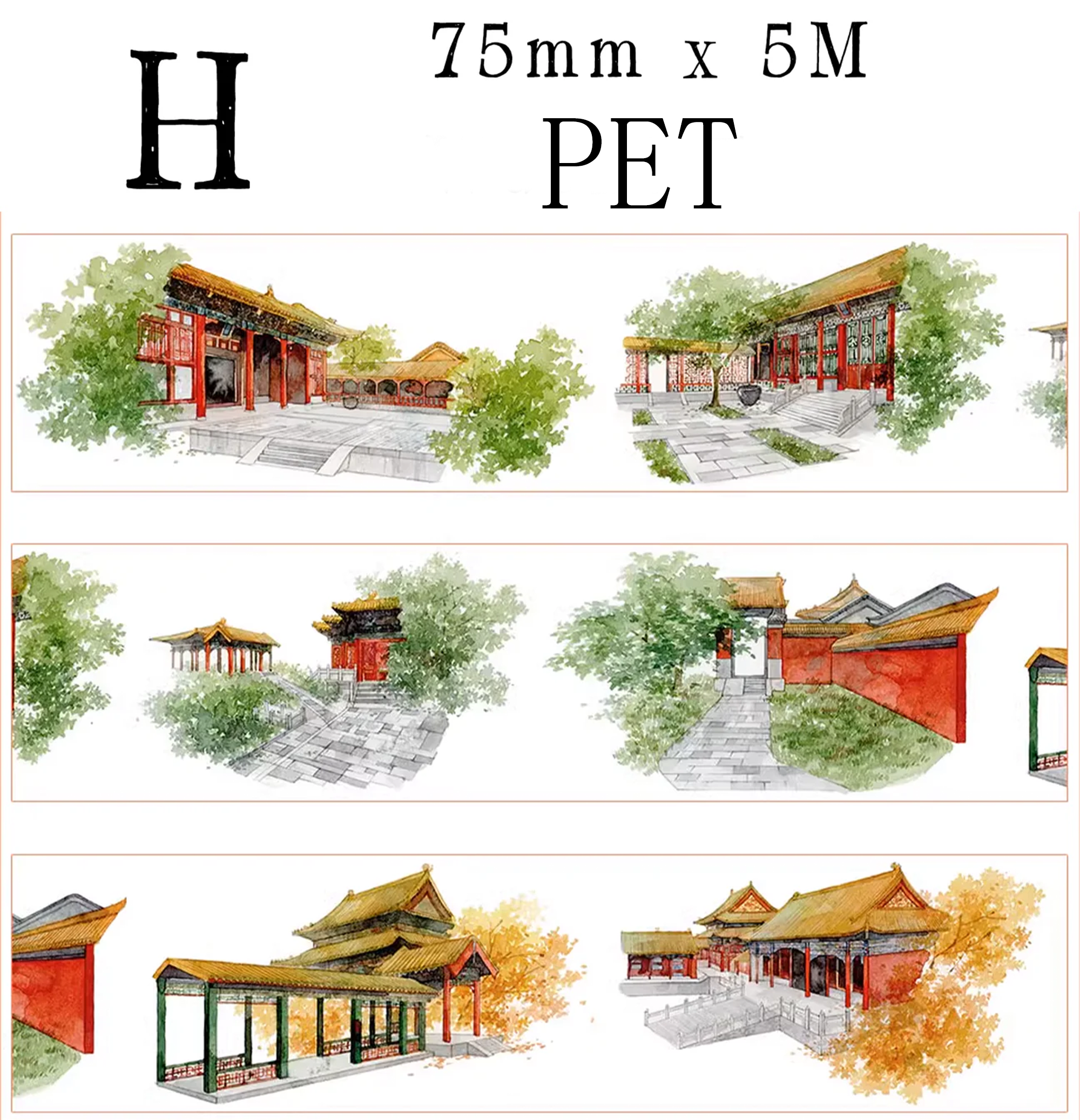 【ZERO】Ancient Chinese Figures & Construction Tape(42 Styles)(Whole Roll Tape)