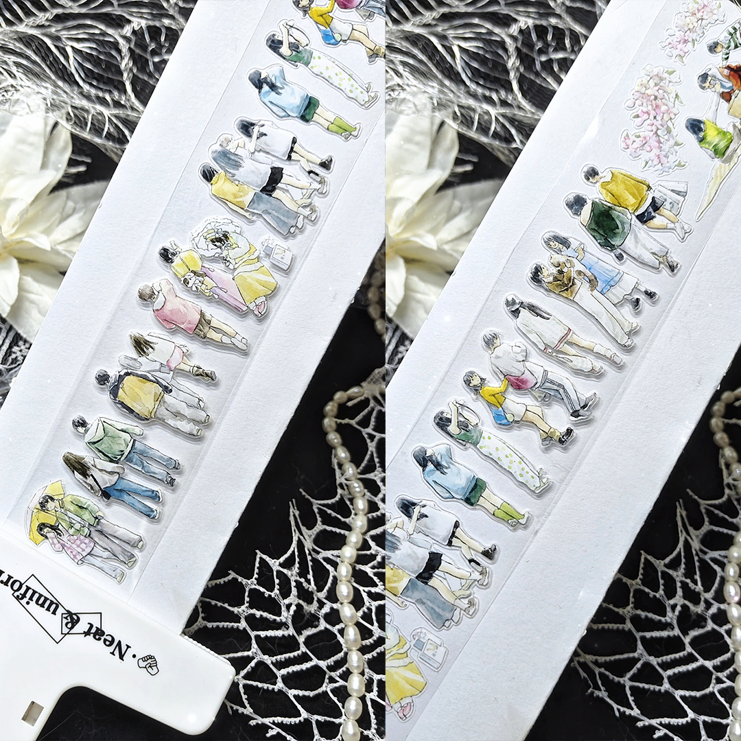 【BOBOYU】Life on Earth Character Pre-cut Tape for journaling and scrapbooking
