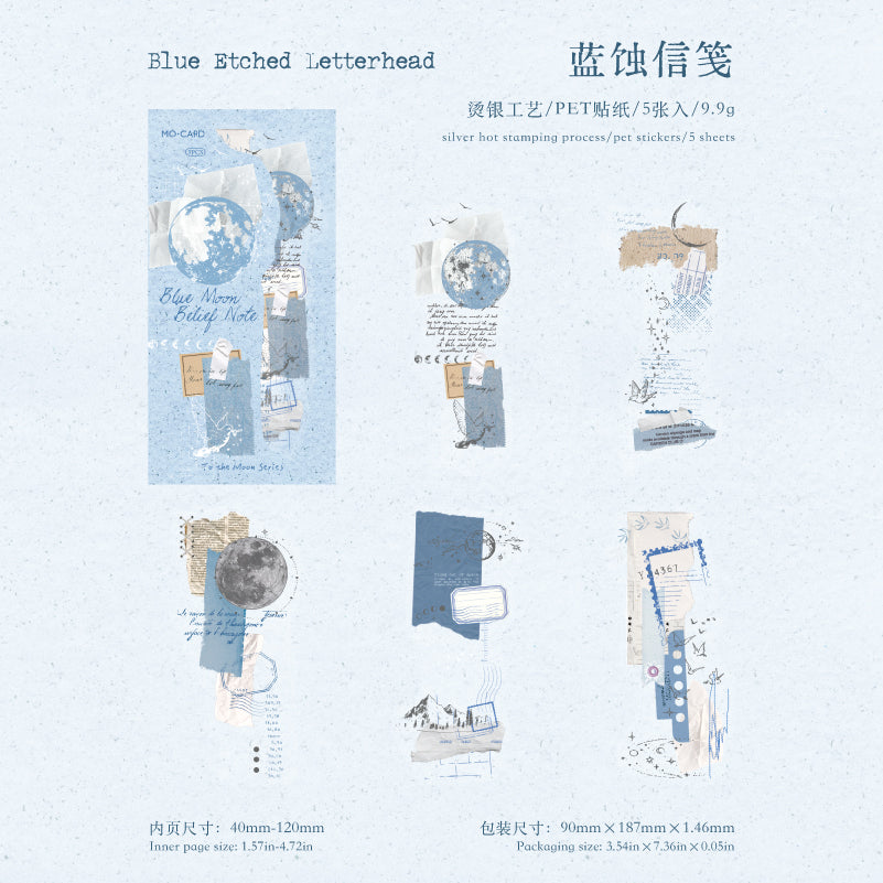 3D Silver Foiled Stars and Moons on Paper PET Stickers