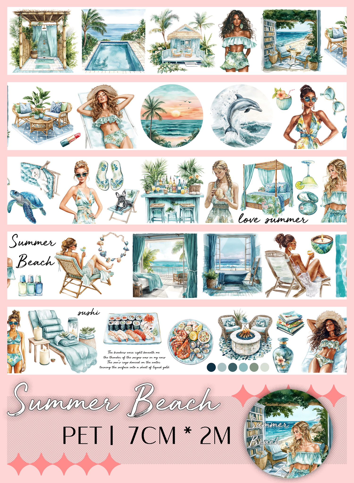 Summer Beach PET Tape | No.44 | MOOBOOM Design
