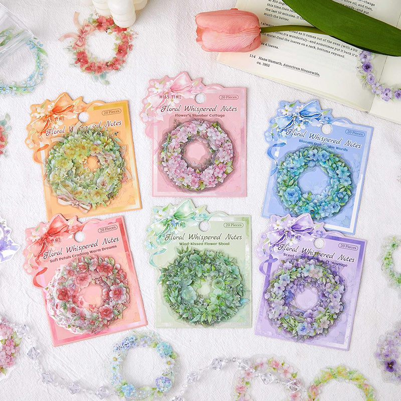 Floral Note with Gentle Whispers Wreath PET Stickers