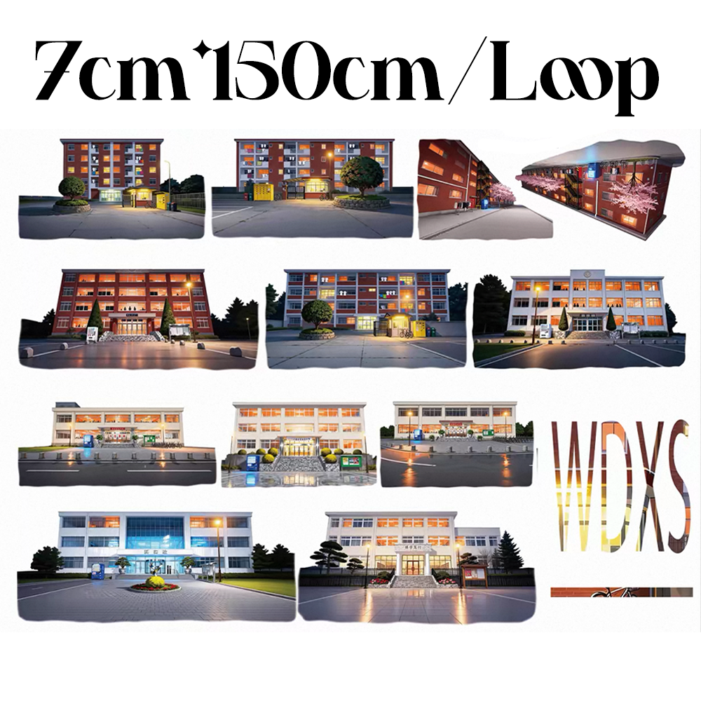 【NaiDong】School Building at Night Landscape PET Tape