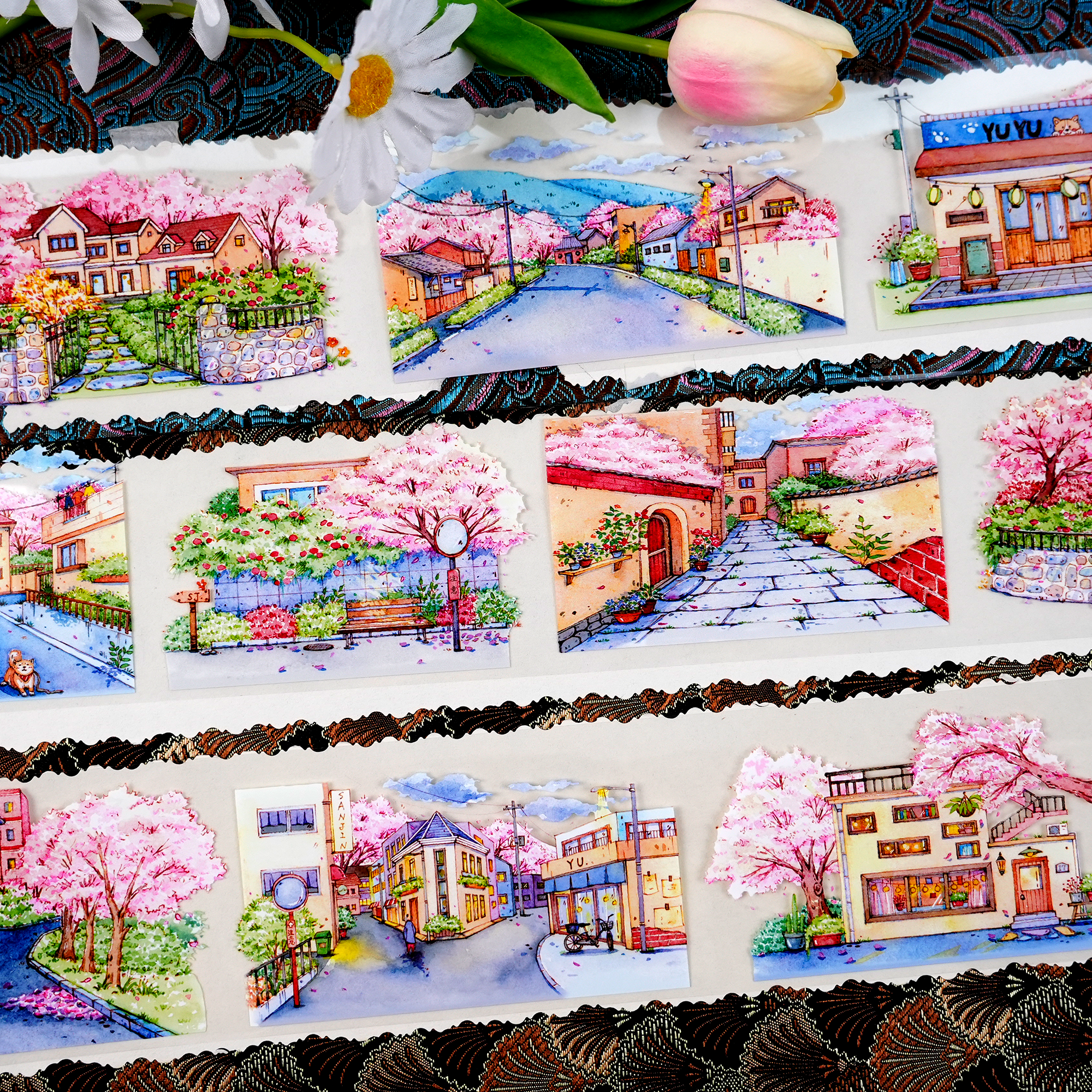 【XT】A Street Where Cherry Blossoms Drift Landscaping Tape