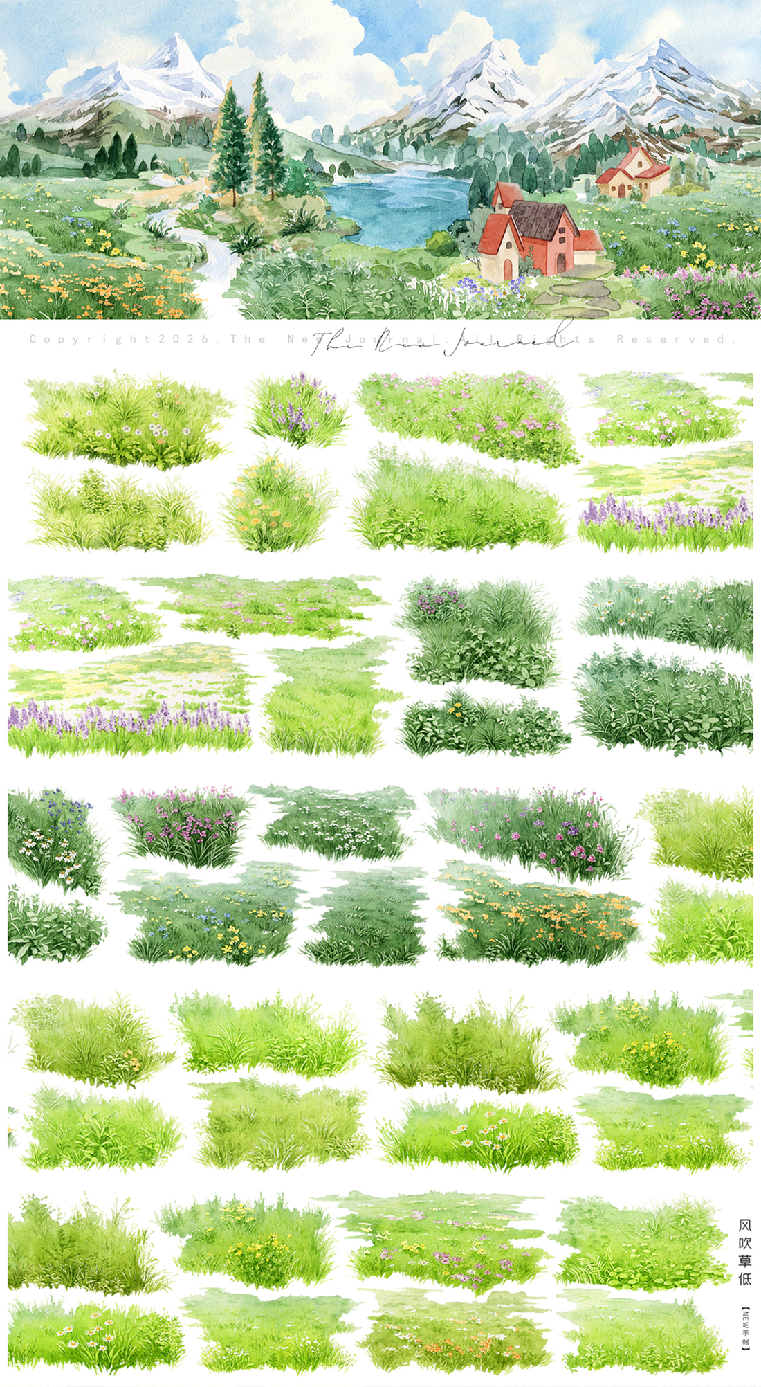【NEW Stuido】Grass Bows Low Landscape PET Tape