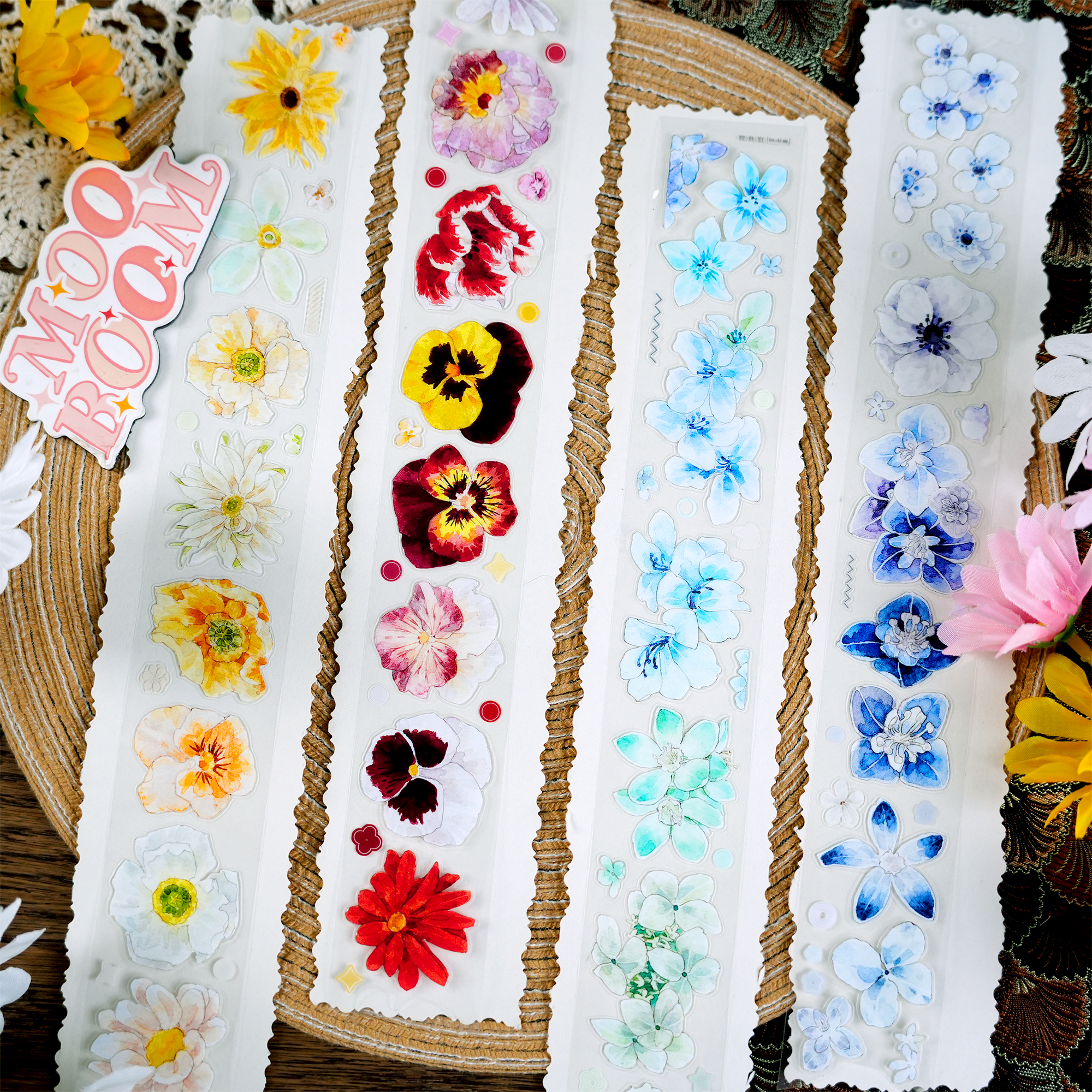 NEW Studio Flowers Pre-cut PET Tape（4 Style）（Whole Roll）