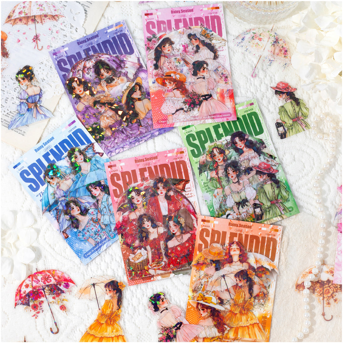 Rainy-day Beauty PET Sticker