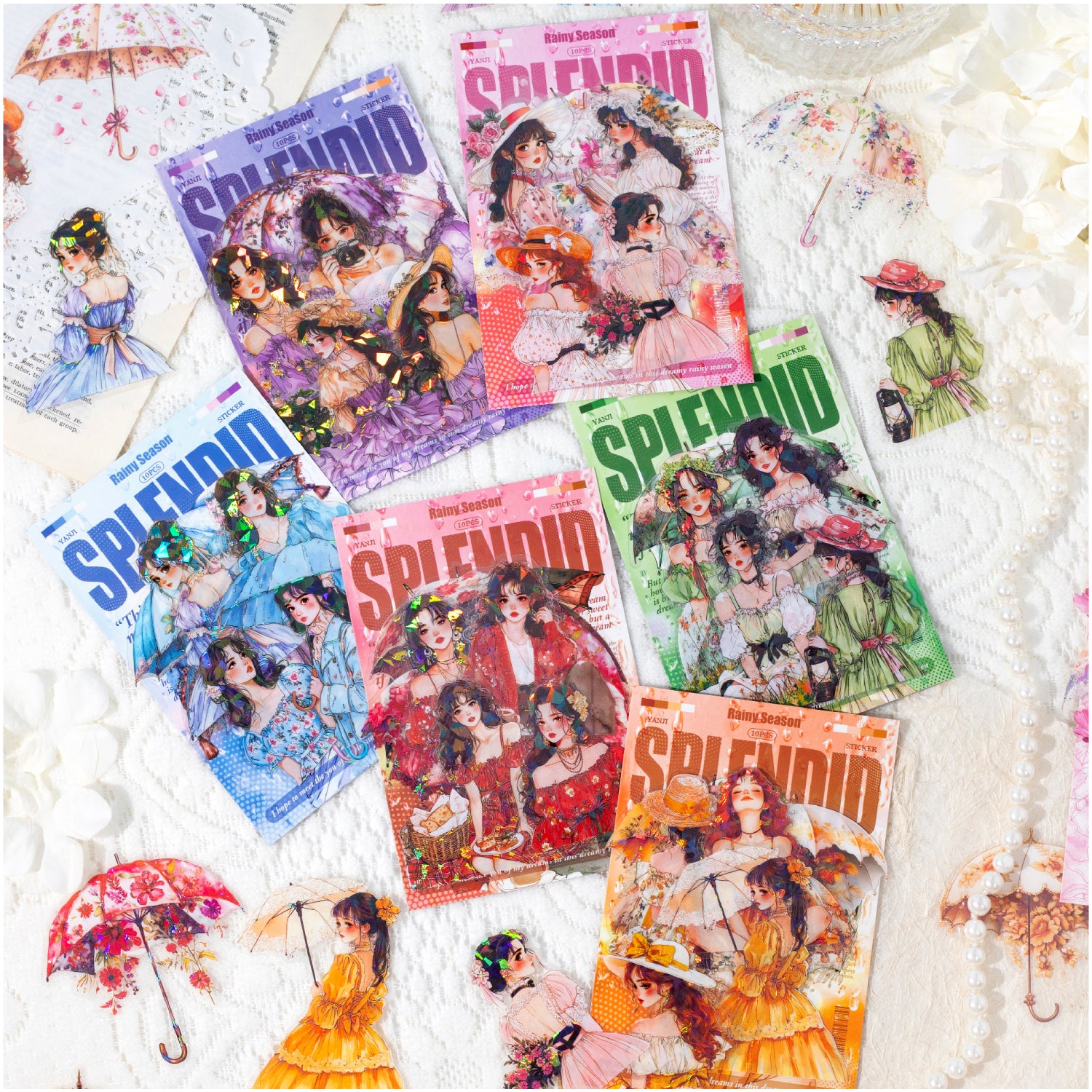 Rainy-day Beauty PET Sticker