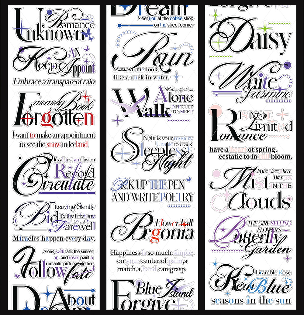 【BOBOYU】Calligraphy Letters Pre-cut Tape