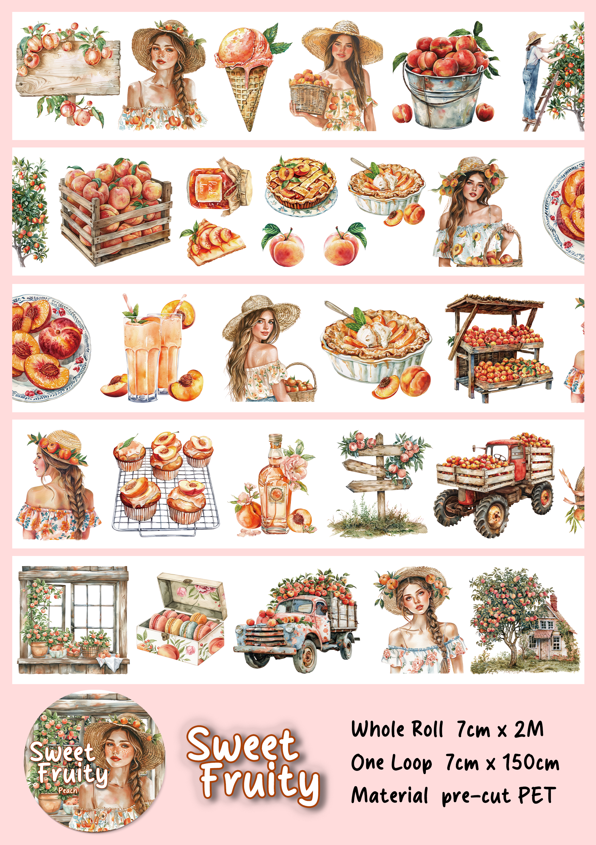 Sweet Fruity Pre-cut PET Tape | No.34 | MOOBOOM Design