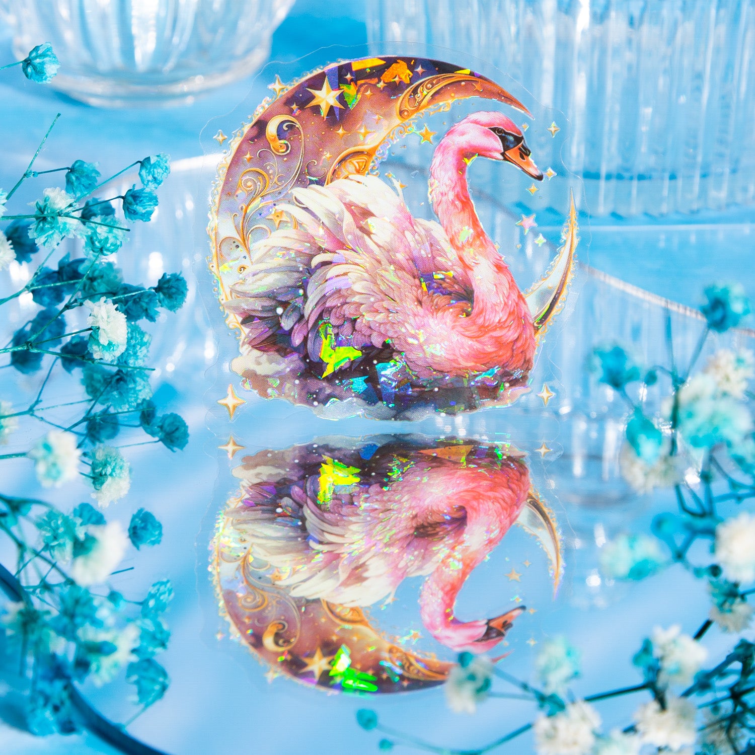 Swan Star Dream Scrapbooking journaling PET Sticker