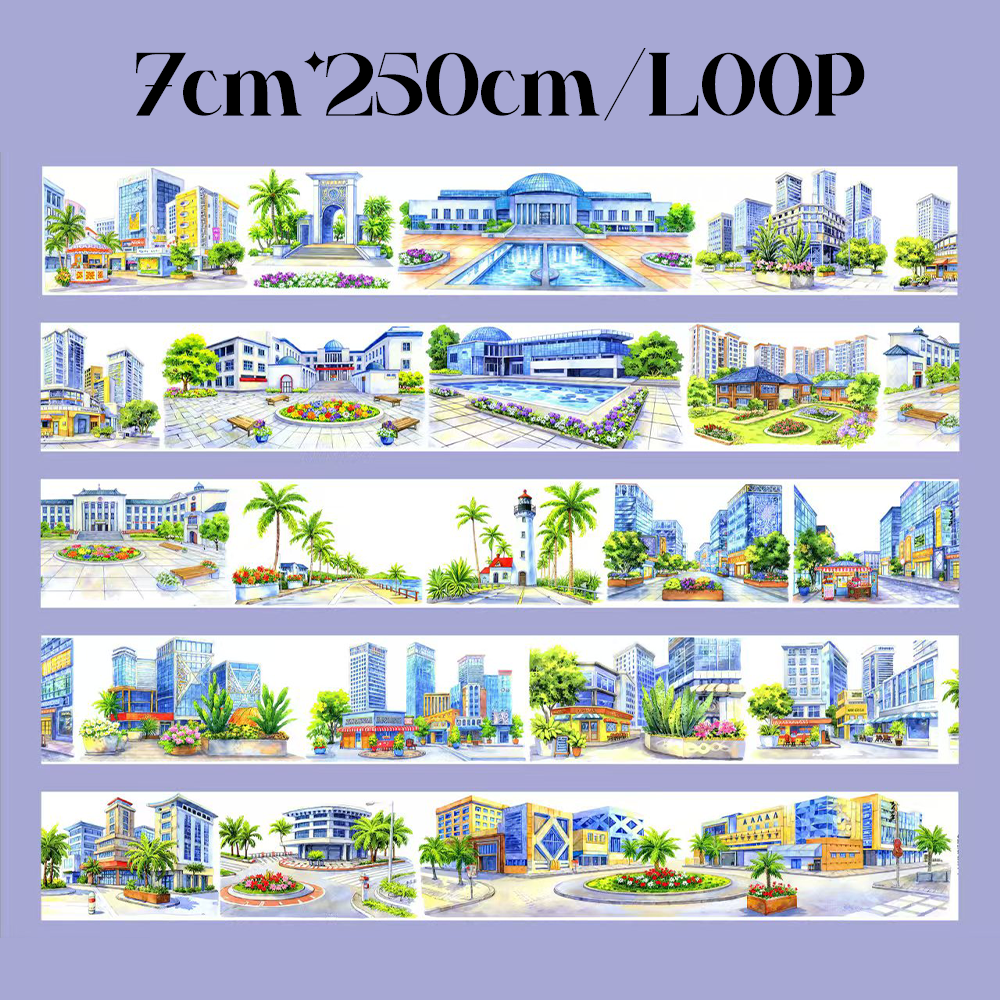 【SZCX】City of Coconut Trees Landscape PET Tape