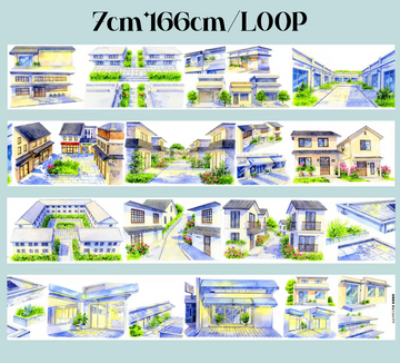 【SZCX】Blue Building Landscape PET Tape