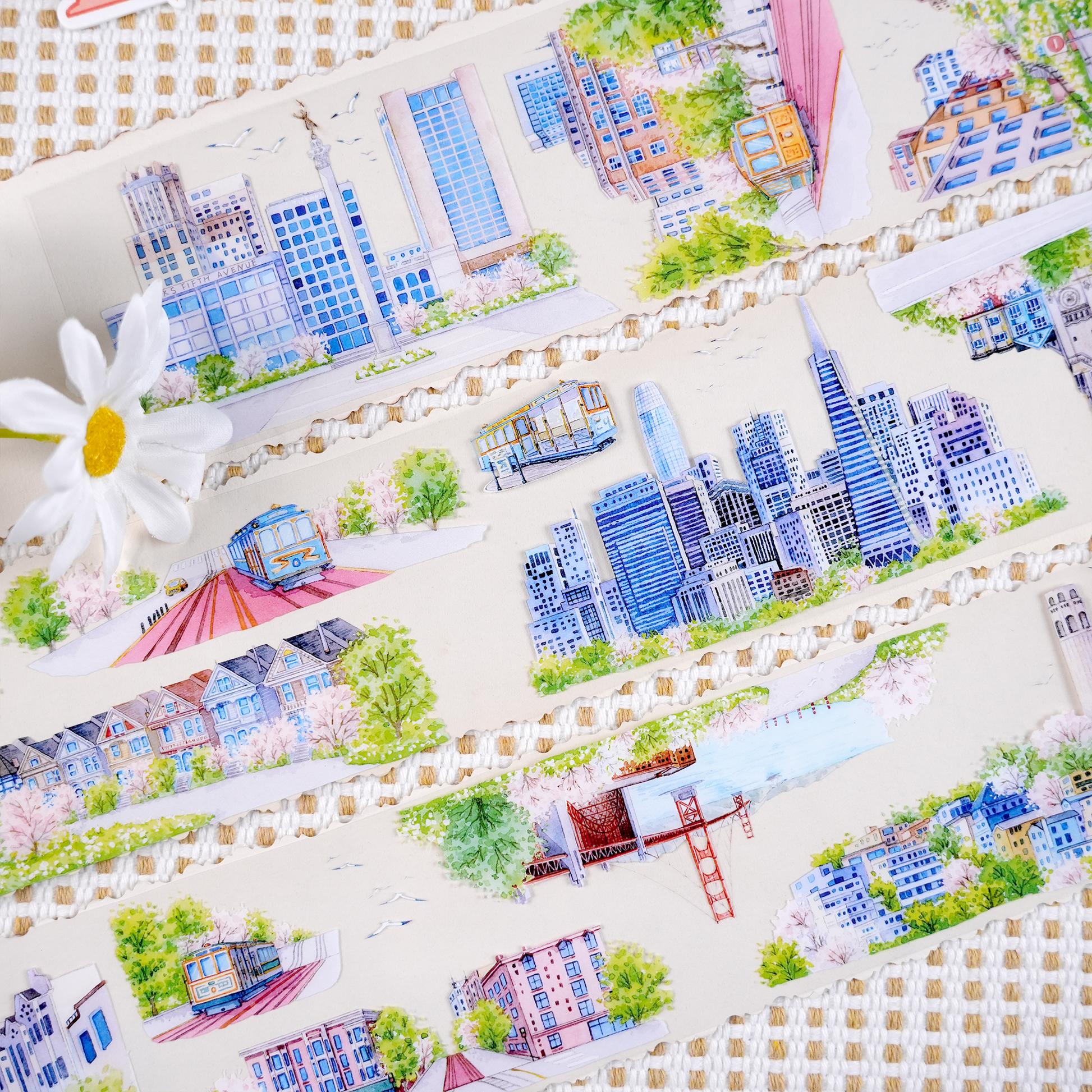 Travel inspired San Francisco PET tape for journaling, collage, and card making