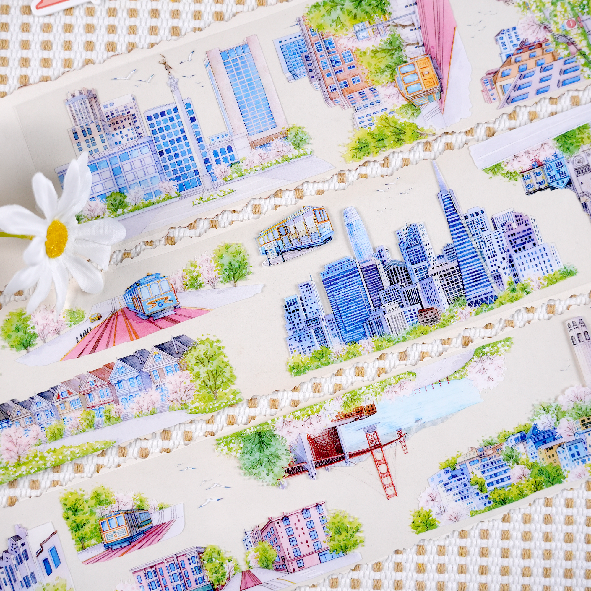 Travel inspired San Francisco PET tape for journaling, collage, and card making