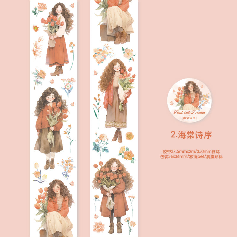 Girl Holding Flowers PET Tape