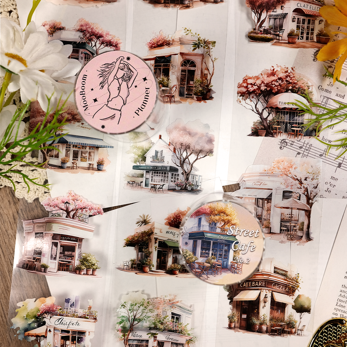 Whole Roll Street Café PET Tape (6cm*2M)| MOOBOOM Design