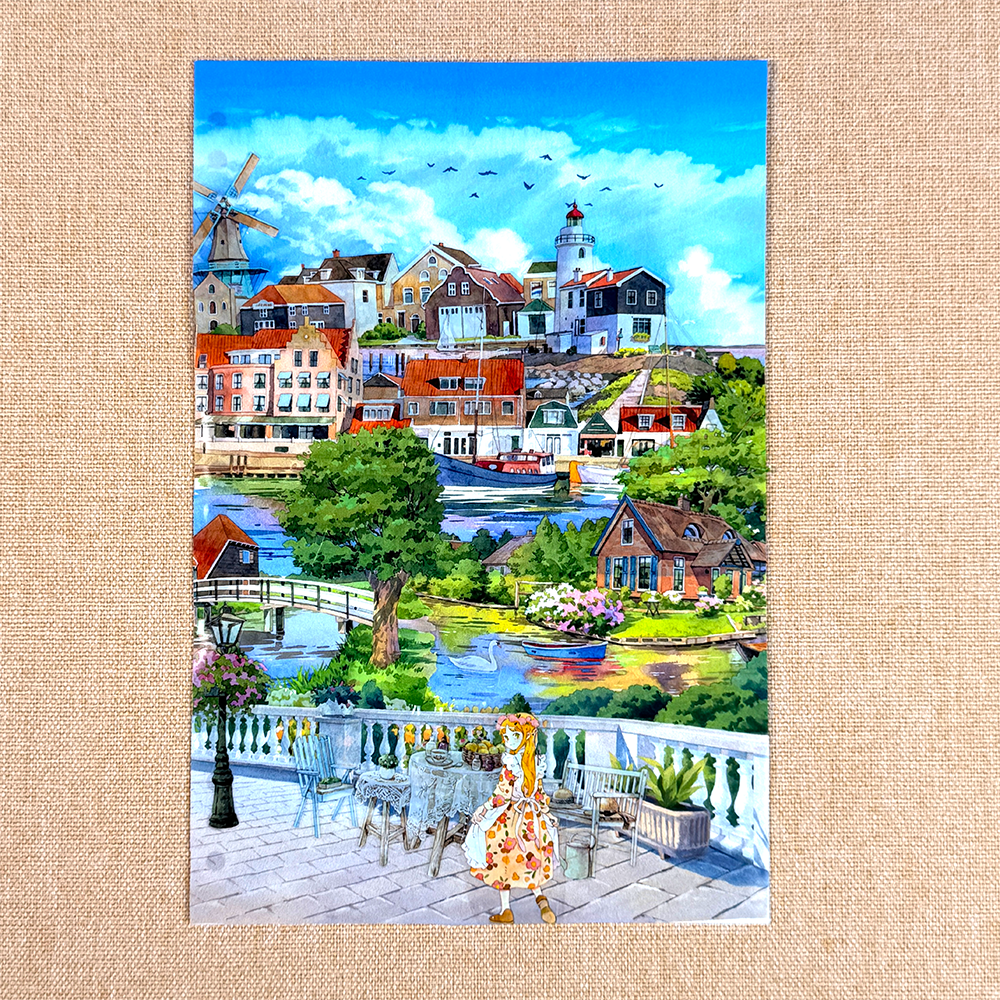 【MOOBOOM】Land of Windmills Pre-cut Landscape PET Tape detail image 1