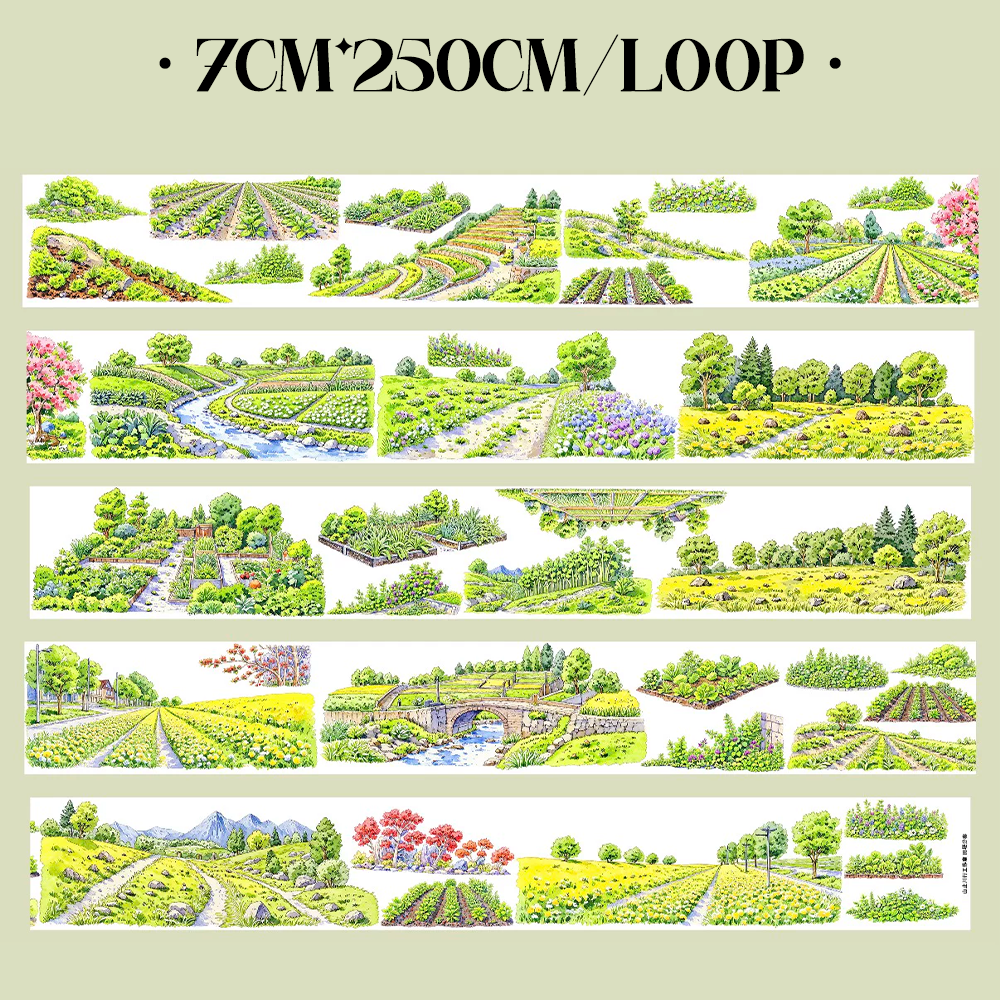 【SZCX】Spring Fields Landscape PET Tape For Scrapbooking and Journaling