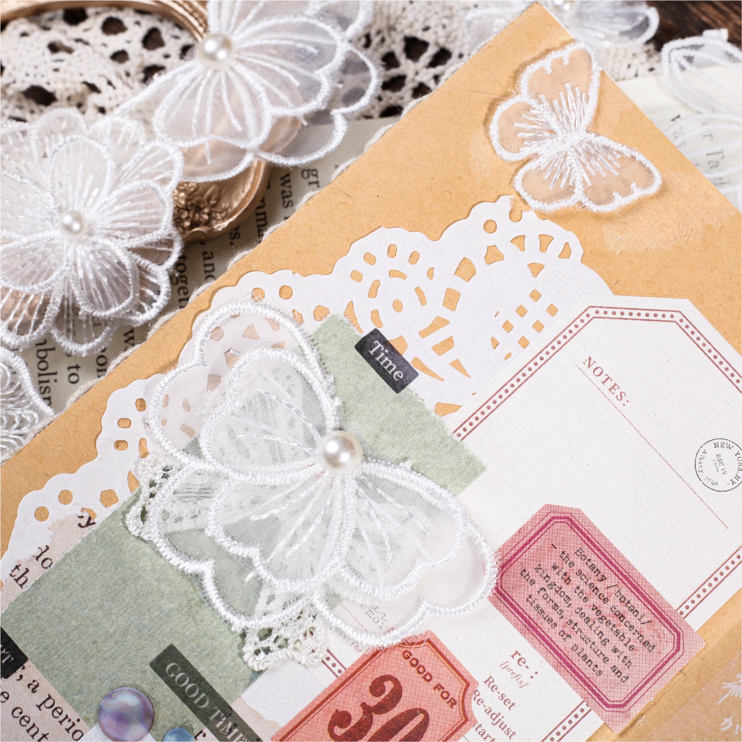 Pure White Series Lace Flowers Scrapbooking Paper