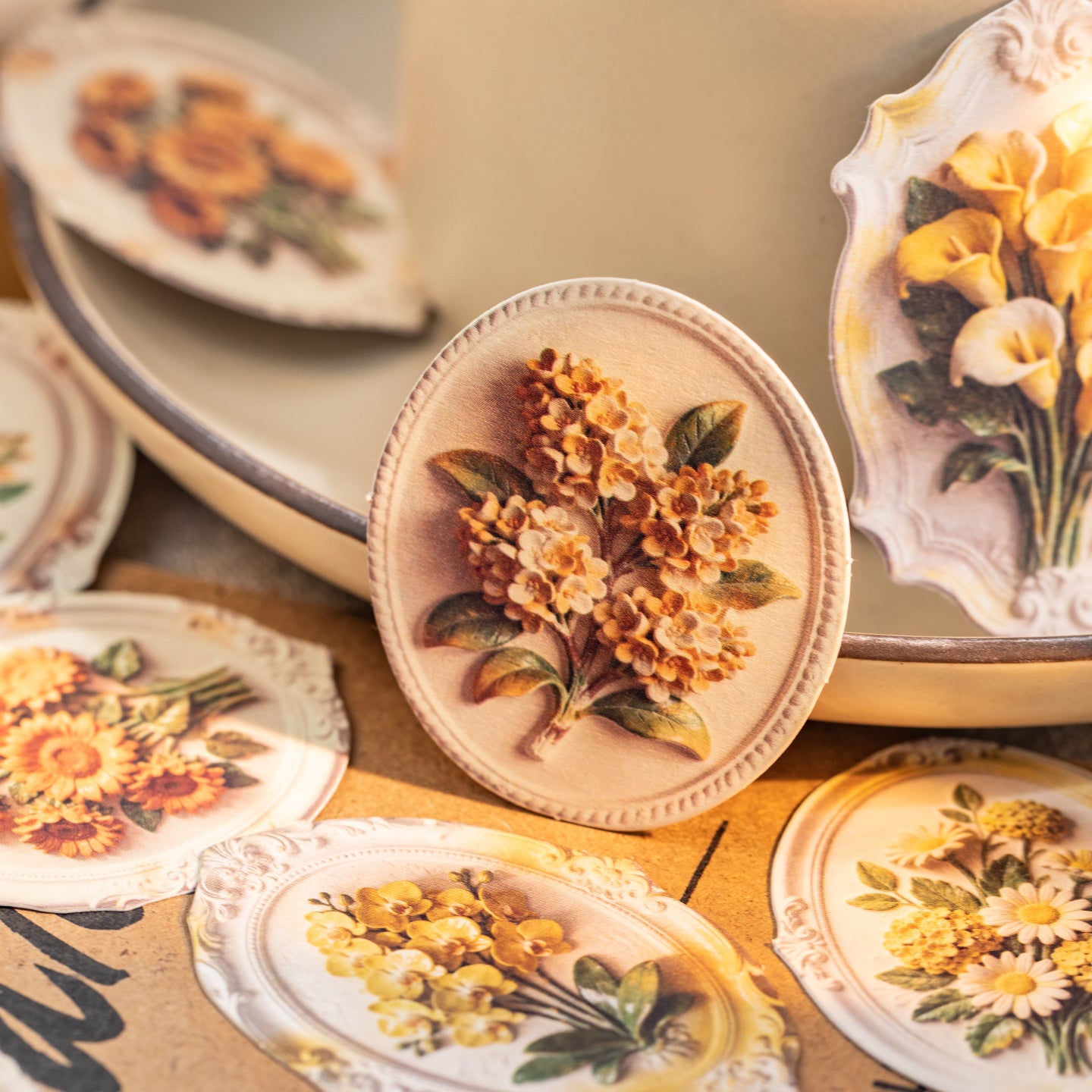 Floating Stone, Flower Message Paper Sticker