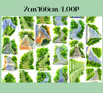 【SZCX】Quiet Forest Stairs Landscape PET Tape